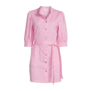The GET puff sleeve Belted dress Sm Pink Boho Classic Beachy